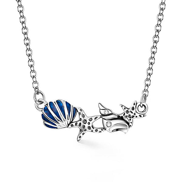 Pavé Shell & Starfish Pendant Necklace 
