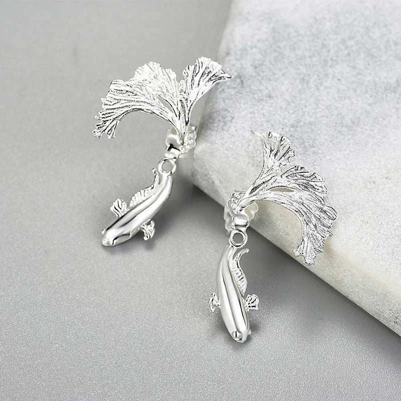 Silver Betta fish earrings