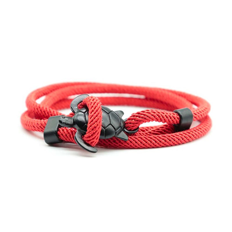 Red & Black Sea Turtle Rope Bracelet