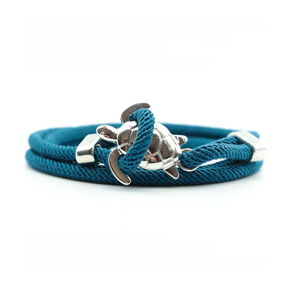 Hole Blue & Silver Sea Turtle Rope Bracelet