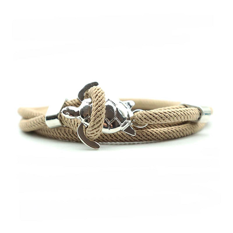 Brown & Silver Sea Turtle Rope Bracelet