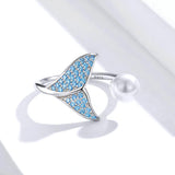 Silver crystal Mermaid Ring side view