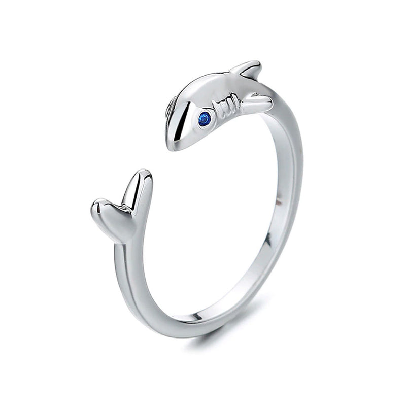 Silver Reef Shark Ring on white background
