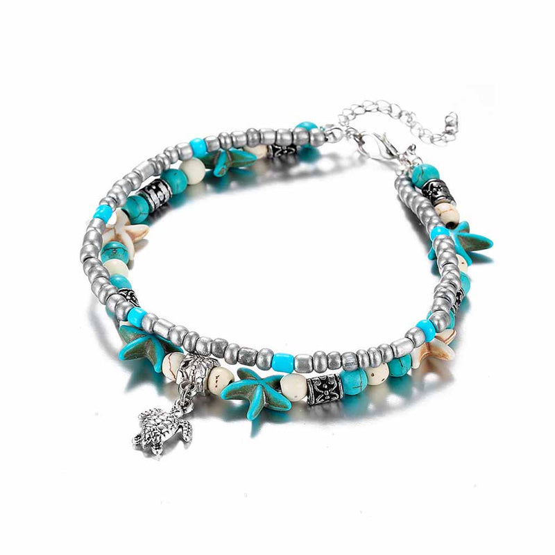 Layered Turtle and Starfish Anklet 