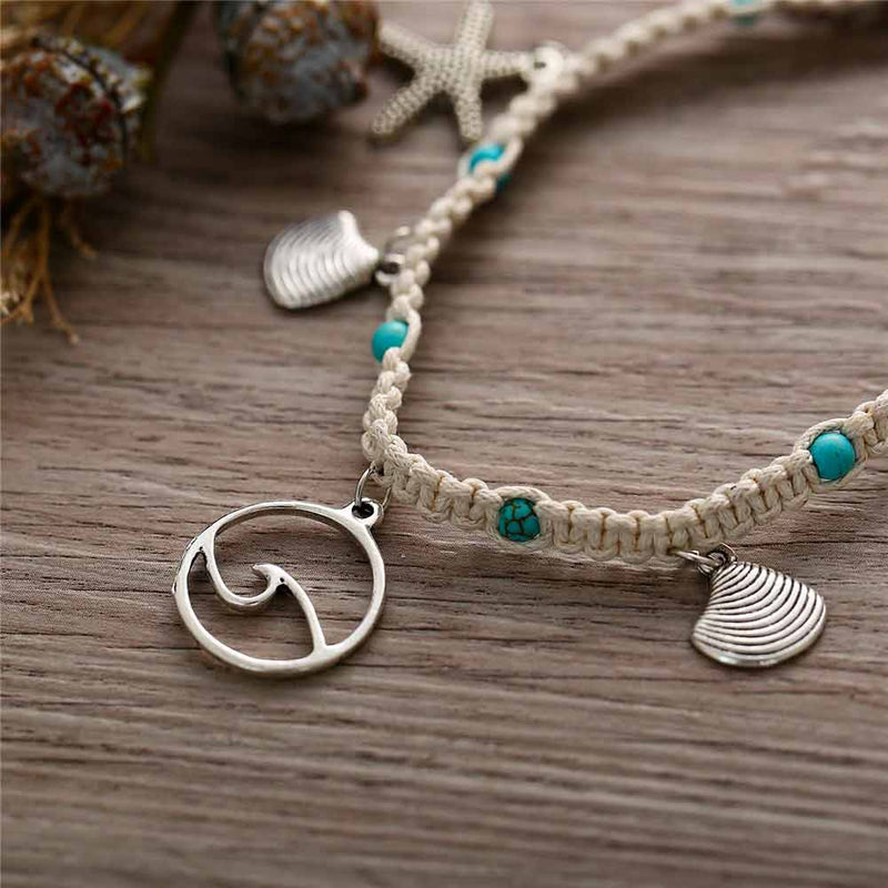 Ocean Wave Anklet with beach charms 
