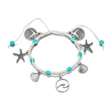 Woven Wave Anklet with Beach Charms 
