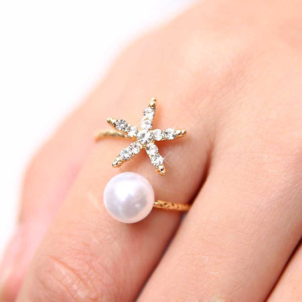 Starfish wrap ring with Pearl