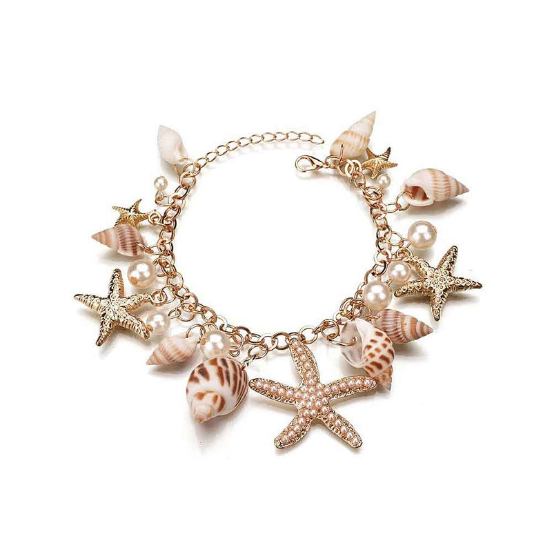 Gold Starfish Charm Bracelet 