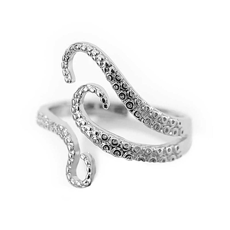 Dark Dream Gothic Sterling Silver Octopus Suckers Tentacle Wrap Ring – Adjustable, Unisex