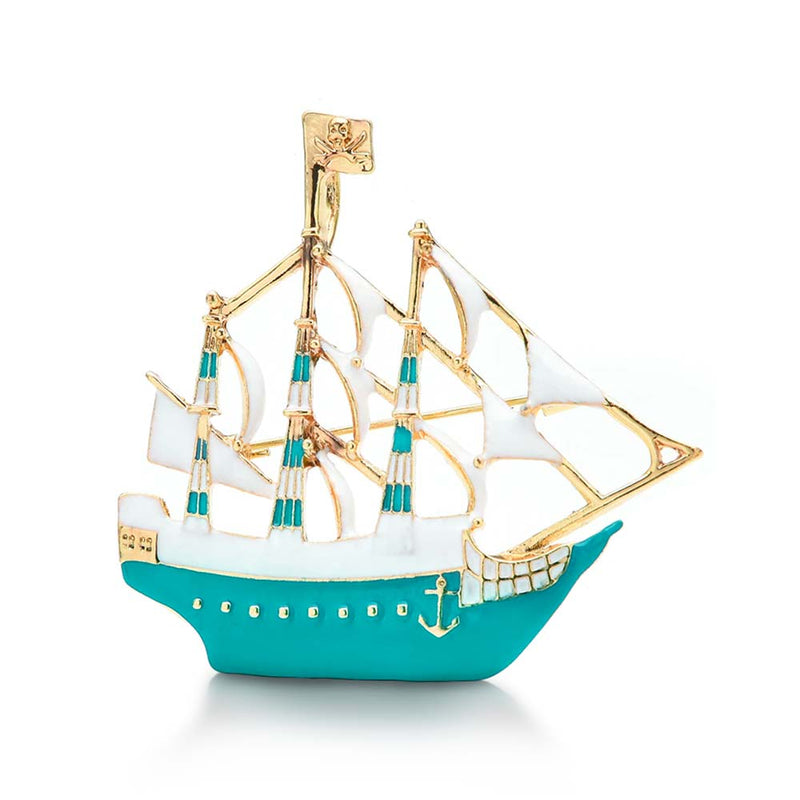 Turquoise Sailboat Brooch Pin