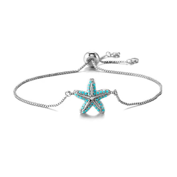 Turquoise Starfish Bracelet in Silver 