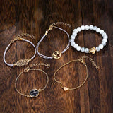 5 Piece Turtle Bracelet Set on wood
