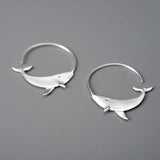 Back of sterling silver whale hoop earrings