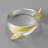 Top view silver whale ring