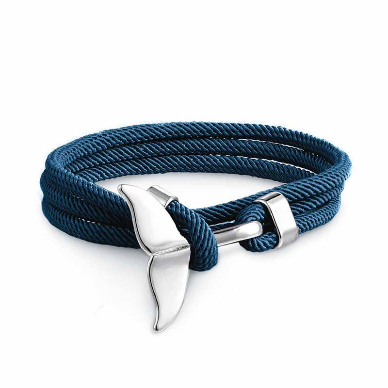 Hole-Blue & Silver Whale Tail Bracelet