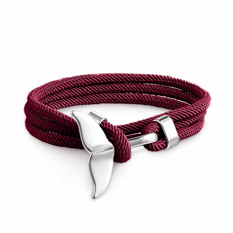 Red & Silver Whale Tail Bracelet